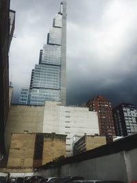 Low angle view of modern buildings against sky