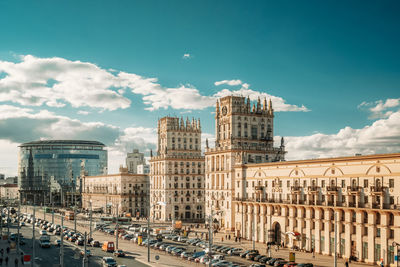 Buildings in city against sky