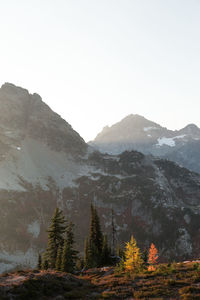 Scenic view of mountains against clear sky