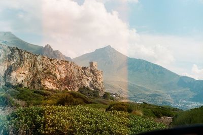 Scenic view of mountains against sky