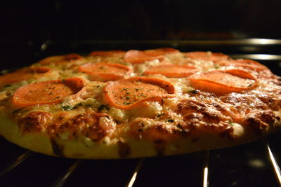 Close-up of pizza on table