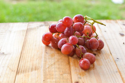 High angle view of grapes on table