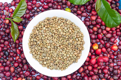 High angle view of fruits in bowl