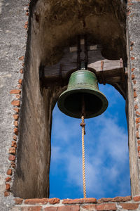 Low angle view of water hanging on wall