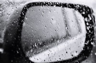 Close-up of water drops on glass