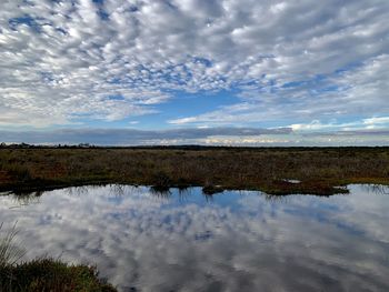 Scenic view of lake against sky