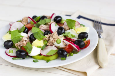 Close-up of salad served in plate