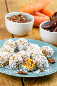 Close-up of food in plate on table