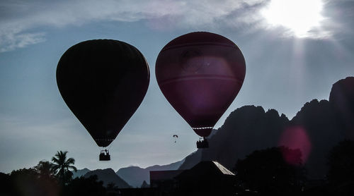 Low angle view of hot air balloon against sky