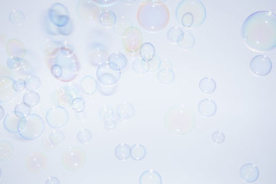 Close-up of bubbles against white background