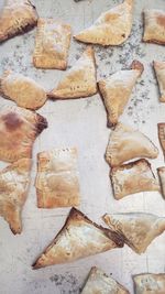 High angle view of bread on table