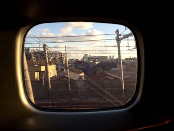 View of city street seen through window