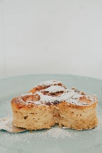 Close-up of heart shape cake in plate