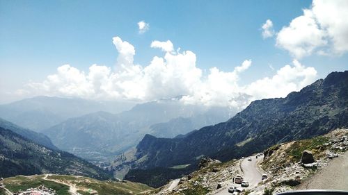 Panoramic view of mountains against sky