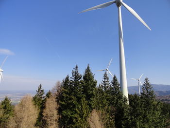 Low angle view of windmill against clear sky