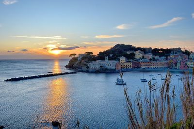 Scenic view of sea against sky during sunset