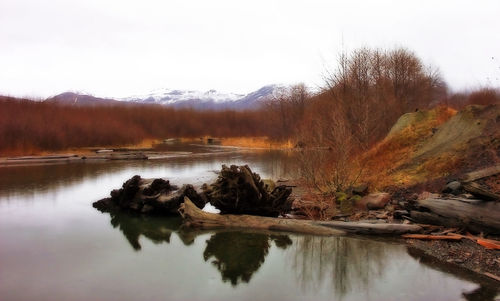 Scenic view of lake against sky