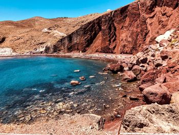 Scenic view of rock formation in water