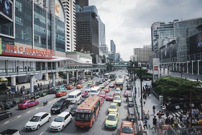 Cars on street in city