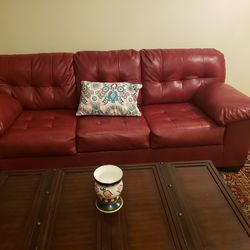 High angle view of sofa on table at home
