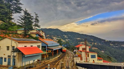 High angle view of shimla townscape from shimla railway station