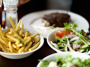 Close-up of salad served in plate