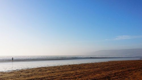 Scenic view of sea against clear sky