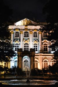 Illuminated building at night