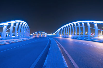 Light trails on road at night