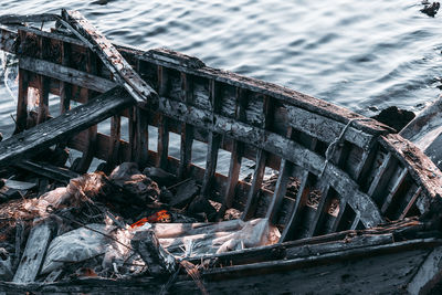 High angle view of boat