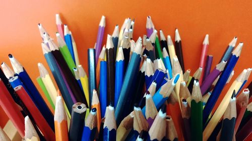 Close-up of colorful pencils