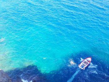 High angle view of boat in sea