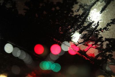 Close-up of illuminated street light