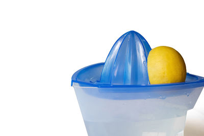 Close-up of drink against white background