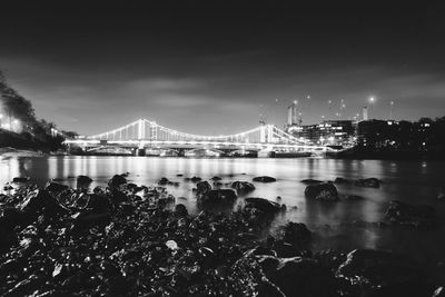 Suspension bridge over river