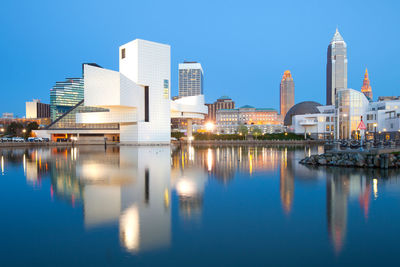 Skyline city downtown from the harbor, cleveland, ohio, united states