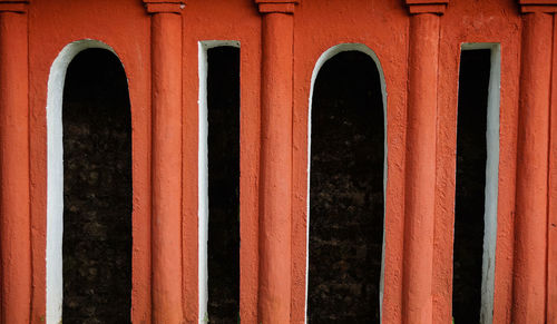 Close-up of orange columns