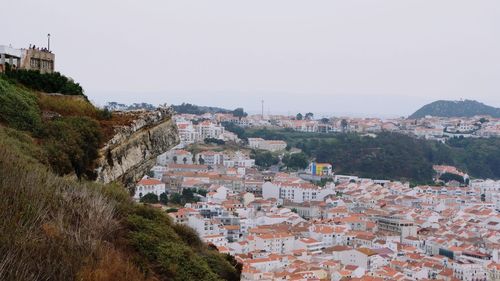 High angle view of townscape against sky