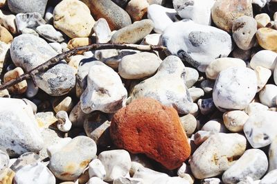 Full frame shot of pebbles on beach