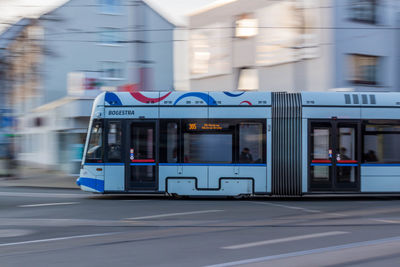 View of train in city