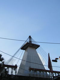 Low angle view of building against blue sky