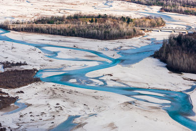 The meanders of the tagliamento. last natural river of europe. friuli. italy