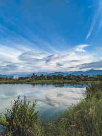 Scenic view of lake against sky