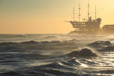 Scenic view of sea against sky during sunset