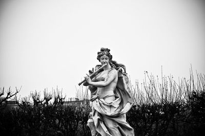 Low angle view of statue against clear sky