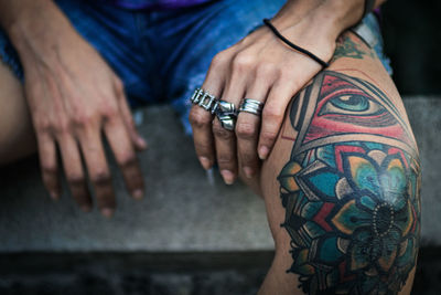 Midsection of woman with hands