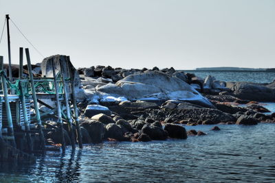 Panoramic view of sea against clear sky