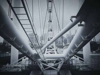 Low angle view of modern bridge against sky