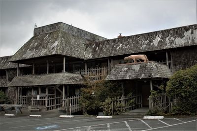 Low angle view of old building against sky