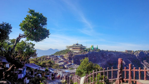 High angle view of buildings on mountain